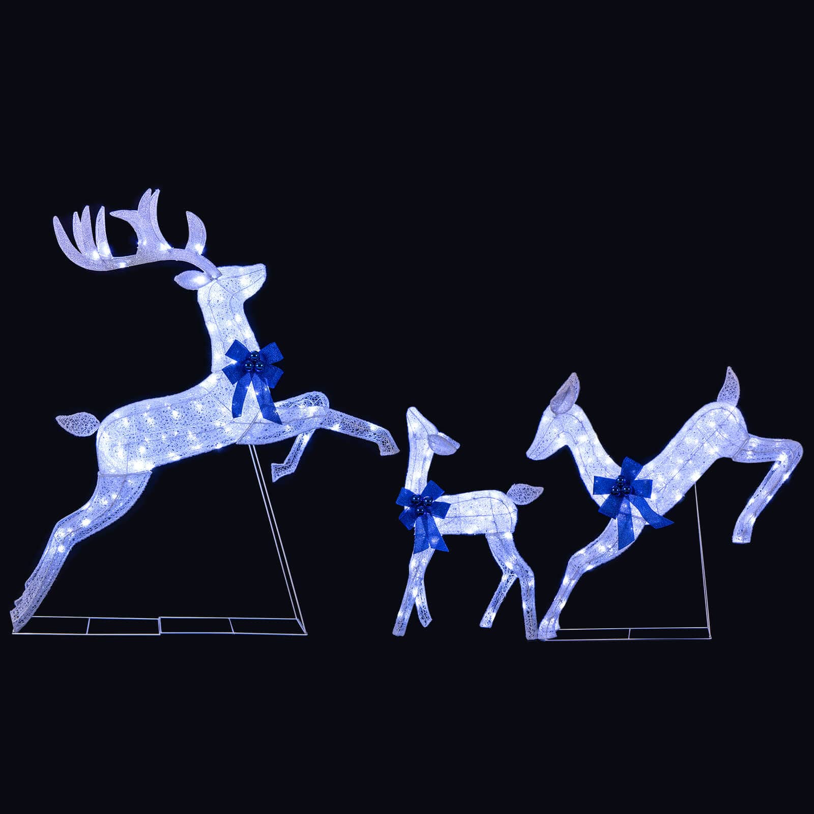 Front. Costway - Costway 3 PCS Lighted Christmas Reindeer Family Set Holiday Decoration with 255 Lights - White.