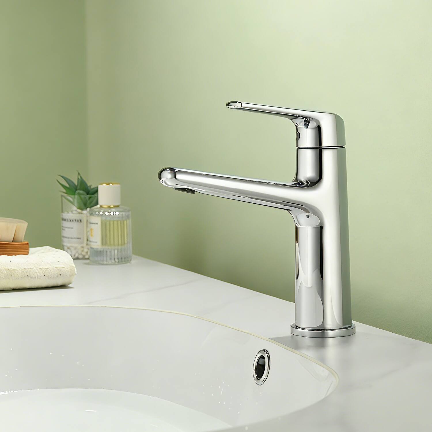 Alt View 1. Boyel Living - Chrome Single Handle Bathroom Faucet Solid Brass with Drain - Chrome.