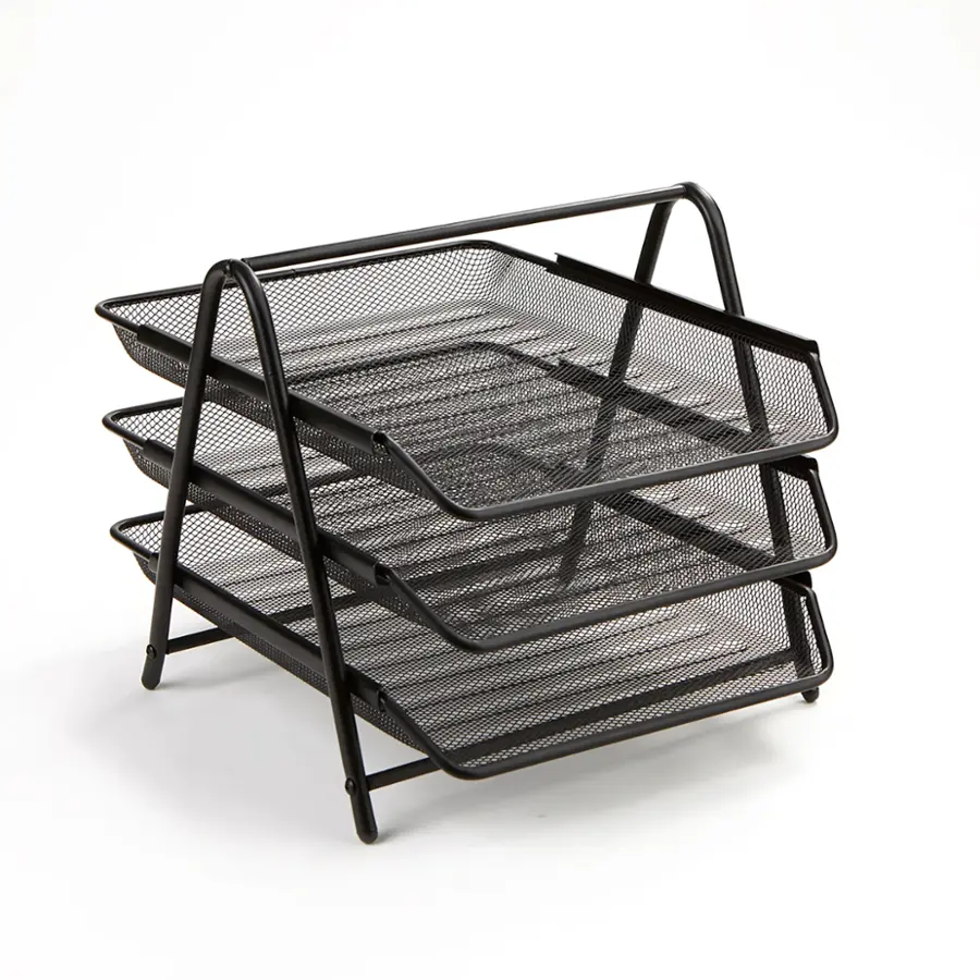 Alt View 17. Mind Reader - 3-Tier Paper Tray, Desktop Organizer, File Storage, Workspace, Office, Metal Mesh, 11.5"L x 13.75"W x 10"H - Black.