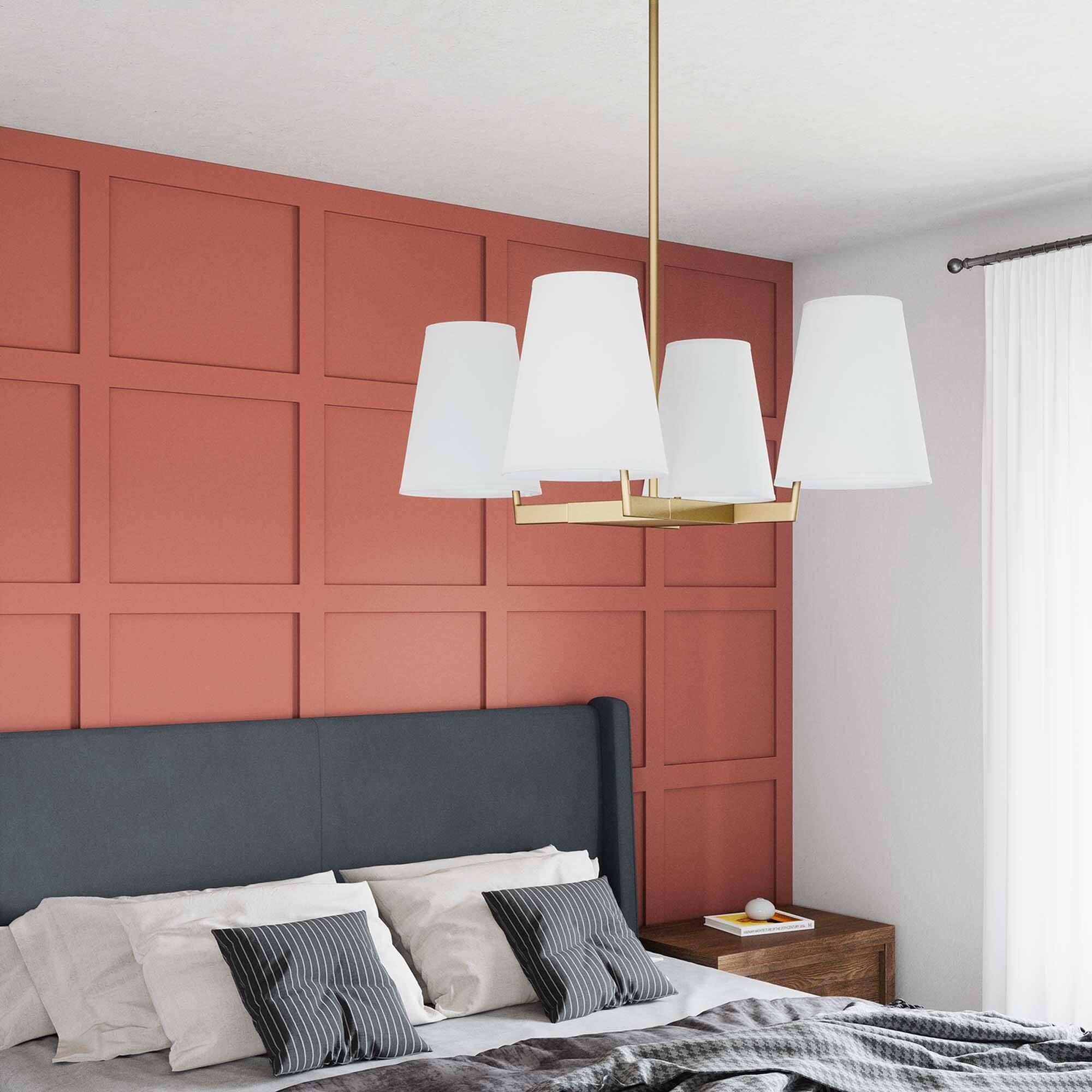 Front. Modway - Mercer 4-Light Pendant Light by Modway - White Satin Brass.