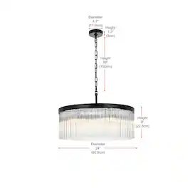 Elegant Lighting - Harlow 24 Inch Chandelier In Black - Black And Clear