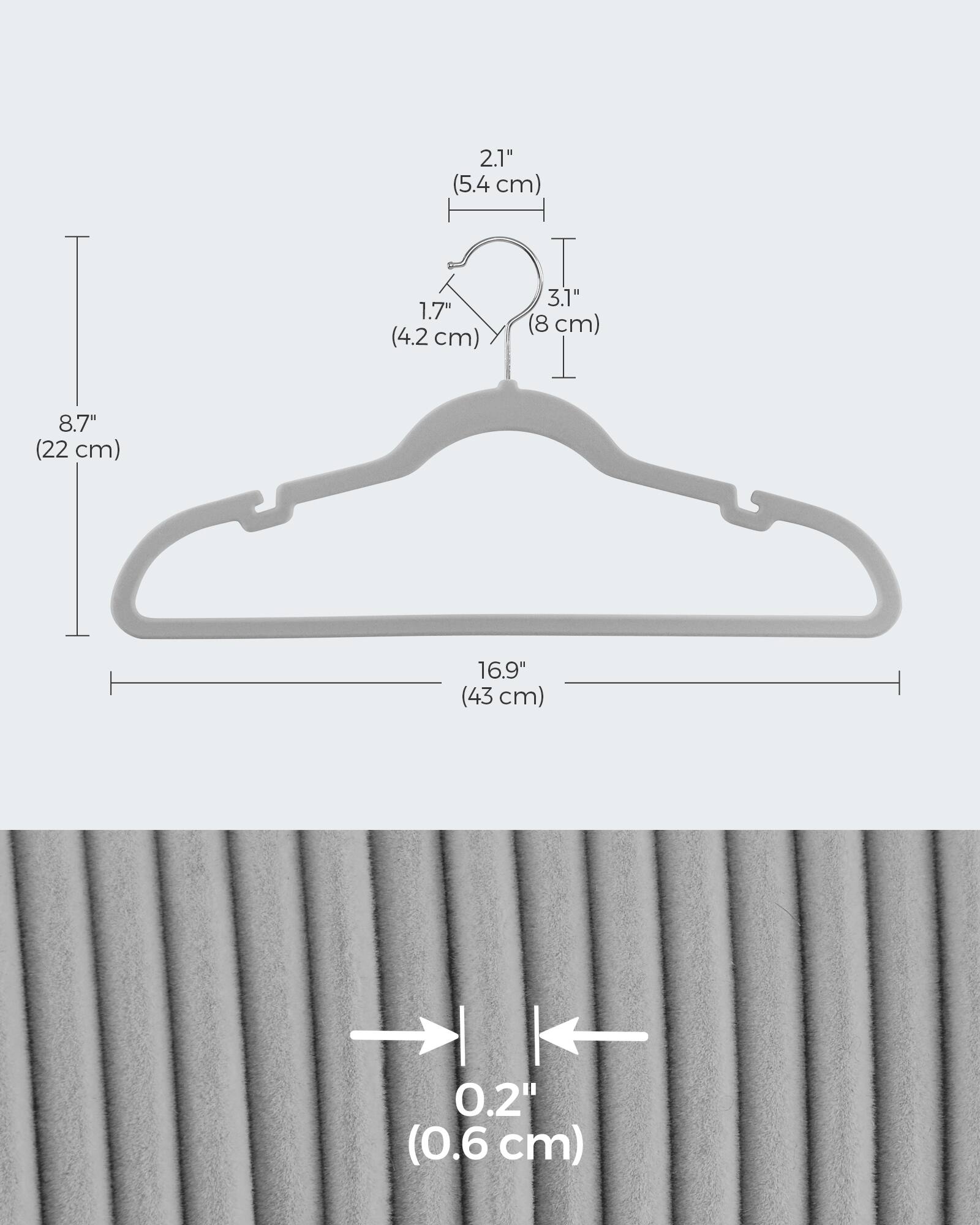 2.1" (5.4 cm)  
1.7" (4.2 cm)  
3.1" (8 cm)  
8.7" (22 cm)  
16.9" (43 cm)  
0.2" (0.6 cm)