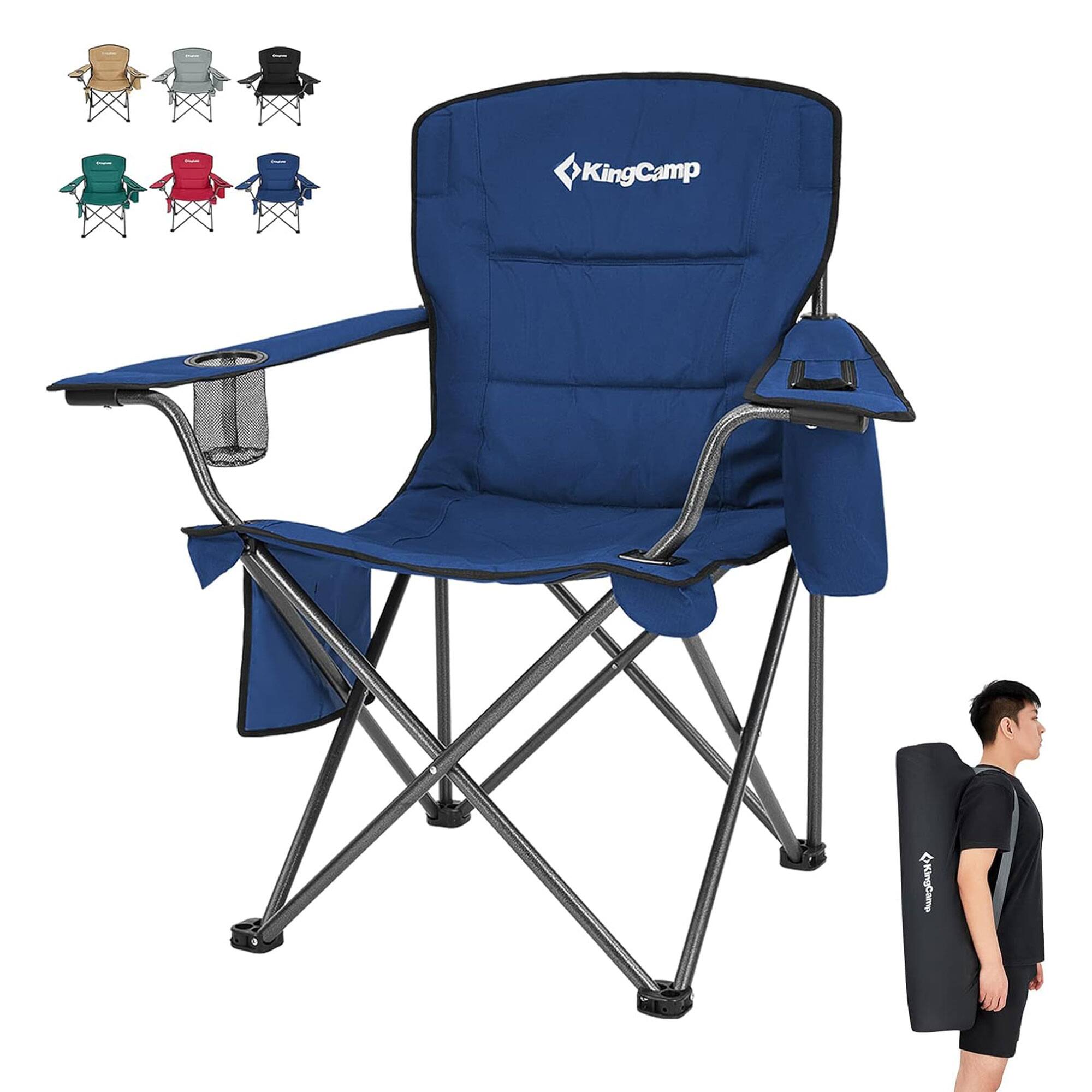 Alt View 5. KingCamp - KingCamp Padded Oversized Folding Chair with Cupholder, Cooler, and Pocket, Blue - Blue.