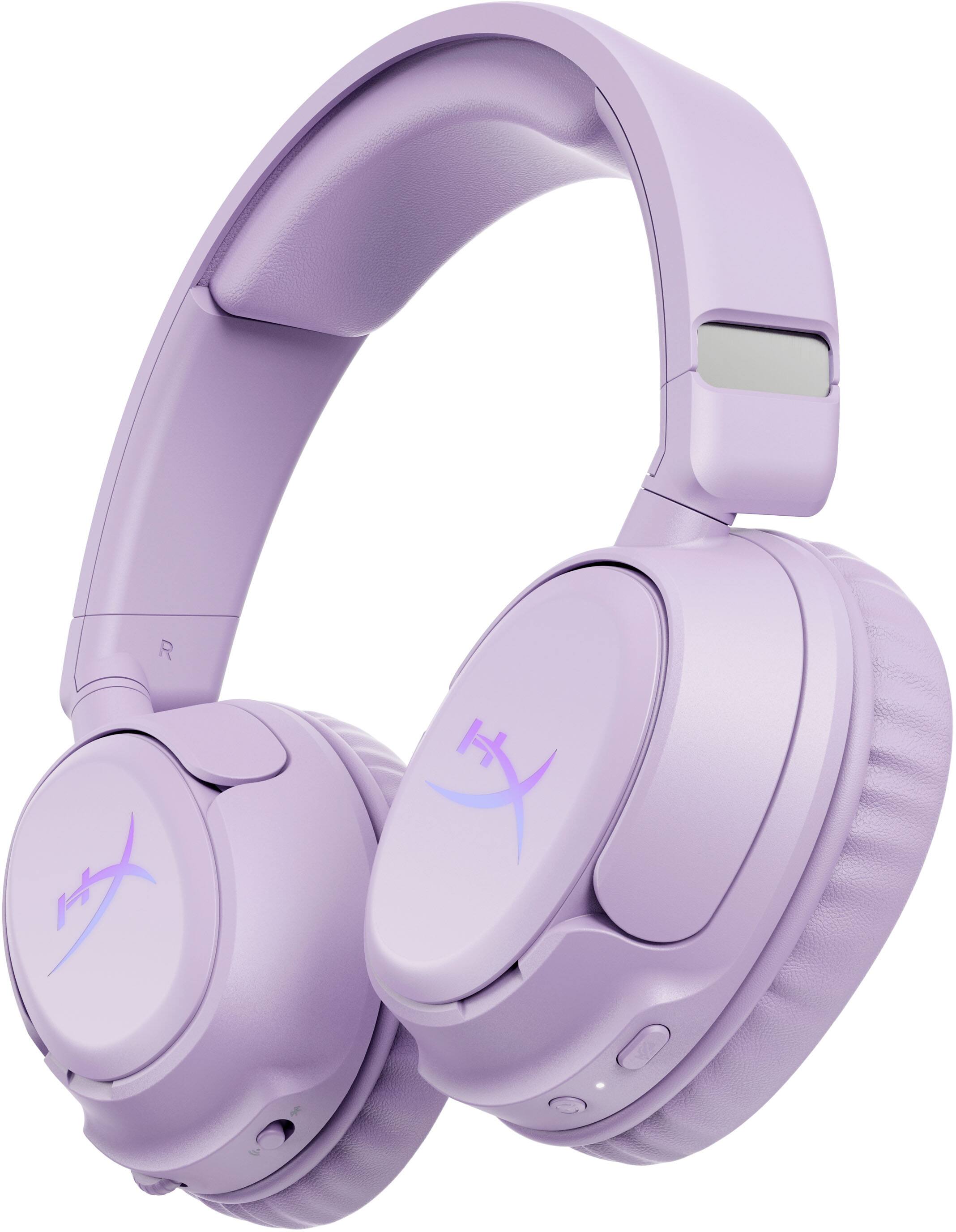 Alt View 4. HyperX - Cloud Flight 2 Wireless Gaming Headset for PC, PS5, PS4, Nintendo Switch, Mac, Mobile, and Bluetooth - Lavender.