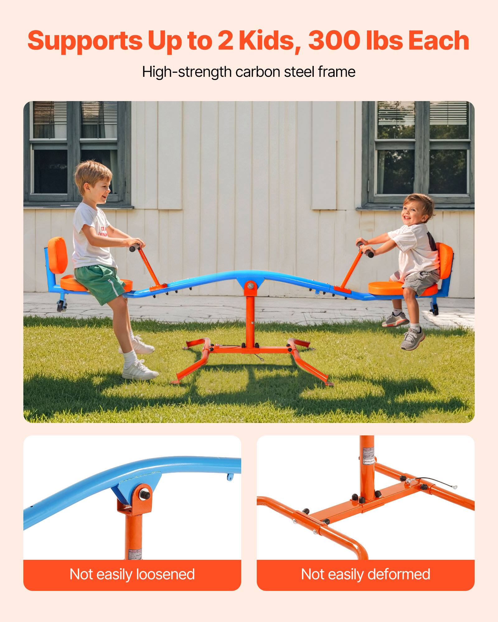 VEVOR Kids Seesaw, 300 lbs Load Capacity, Sit and Spin Teeter