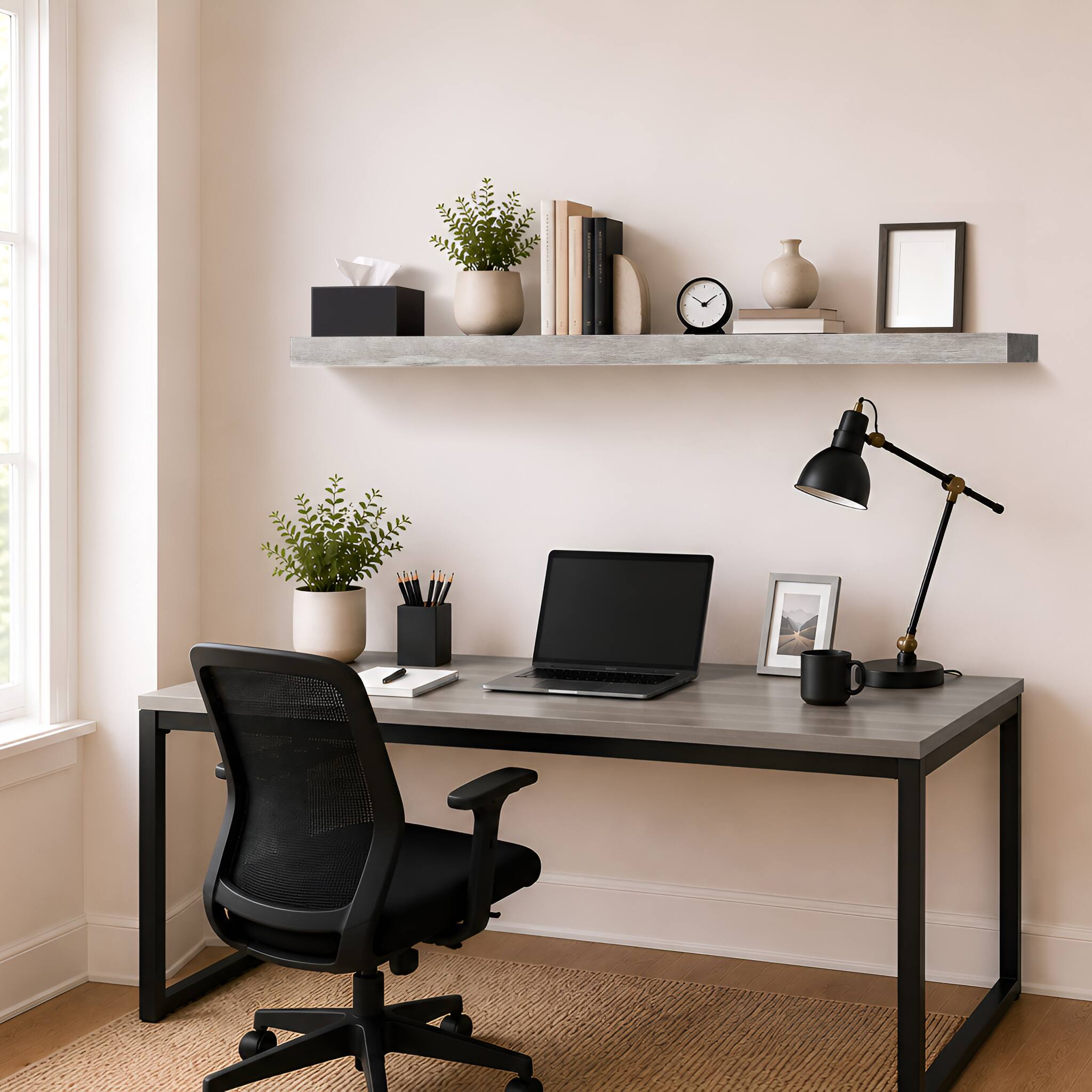 Alt View 5. Sorbus - 1-Piece 55 Inch Wall Mounted Floating Shelves, Gray - Gray.