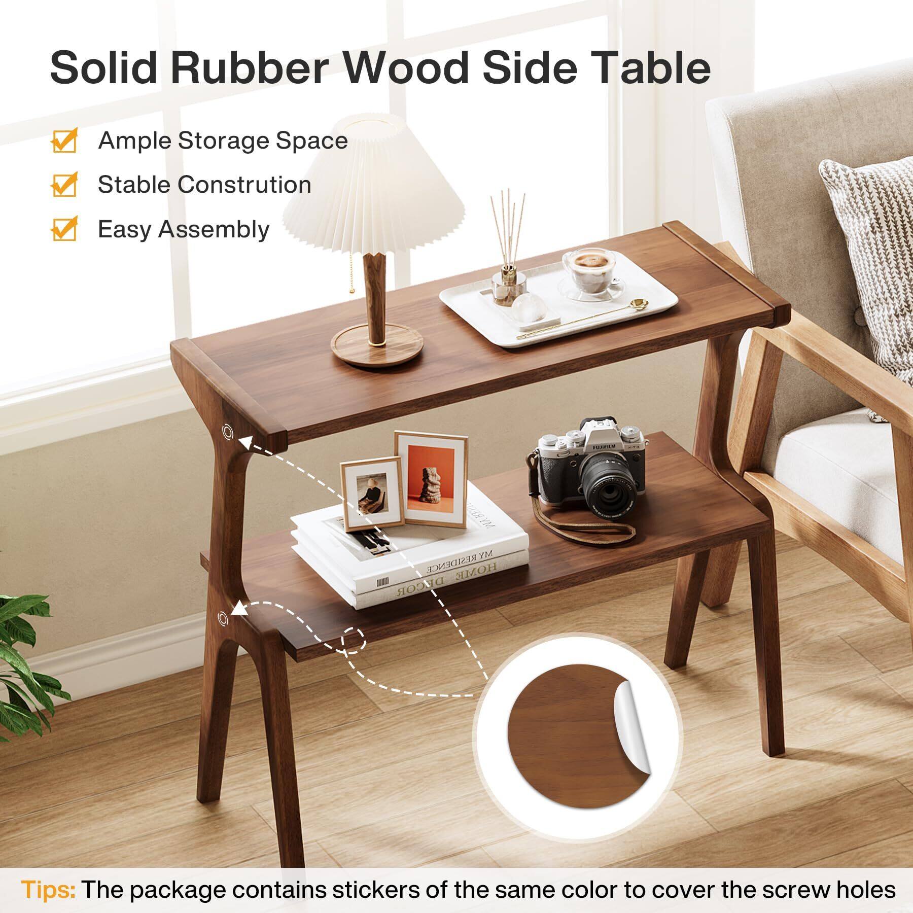 Solid Rubber Wood Side Table

- Ample Storage Space
- Stable Construction
- Easy Assembly

Tips: The package contains stickers of the same color to cover the screw holes