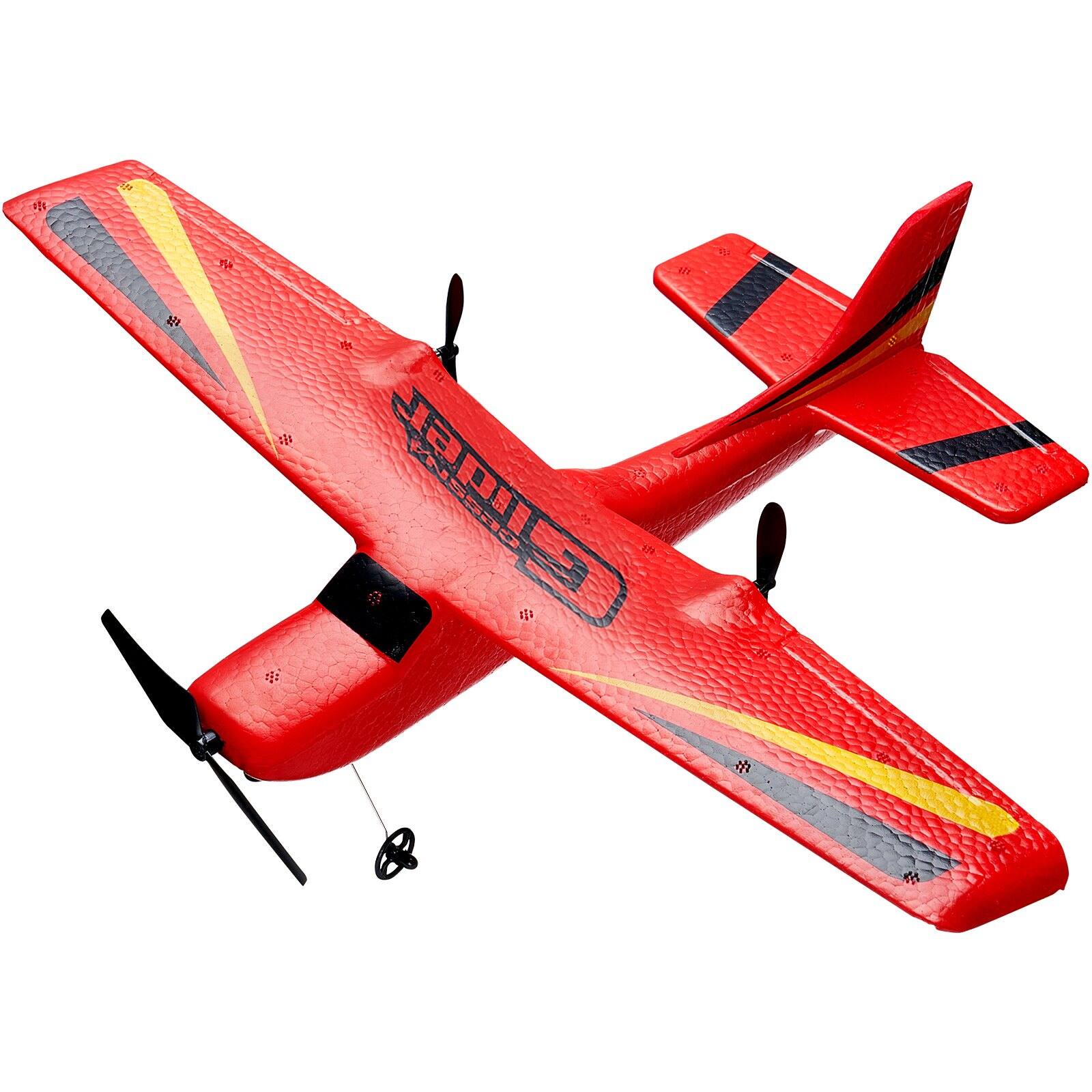 Glintex - RC Plane 2.4GHz 2CH Remote Control Airplane with Gyro Stabilizer, Easy Fly Glider Toy w/ 2 Batteries for Kids & Adults