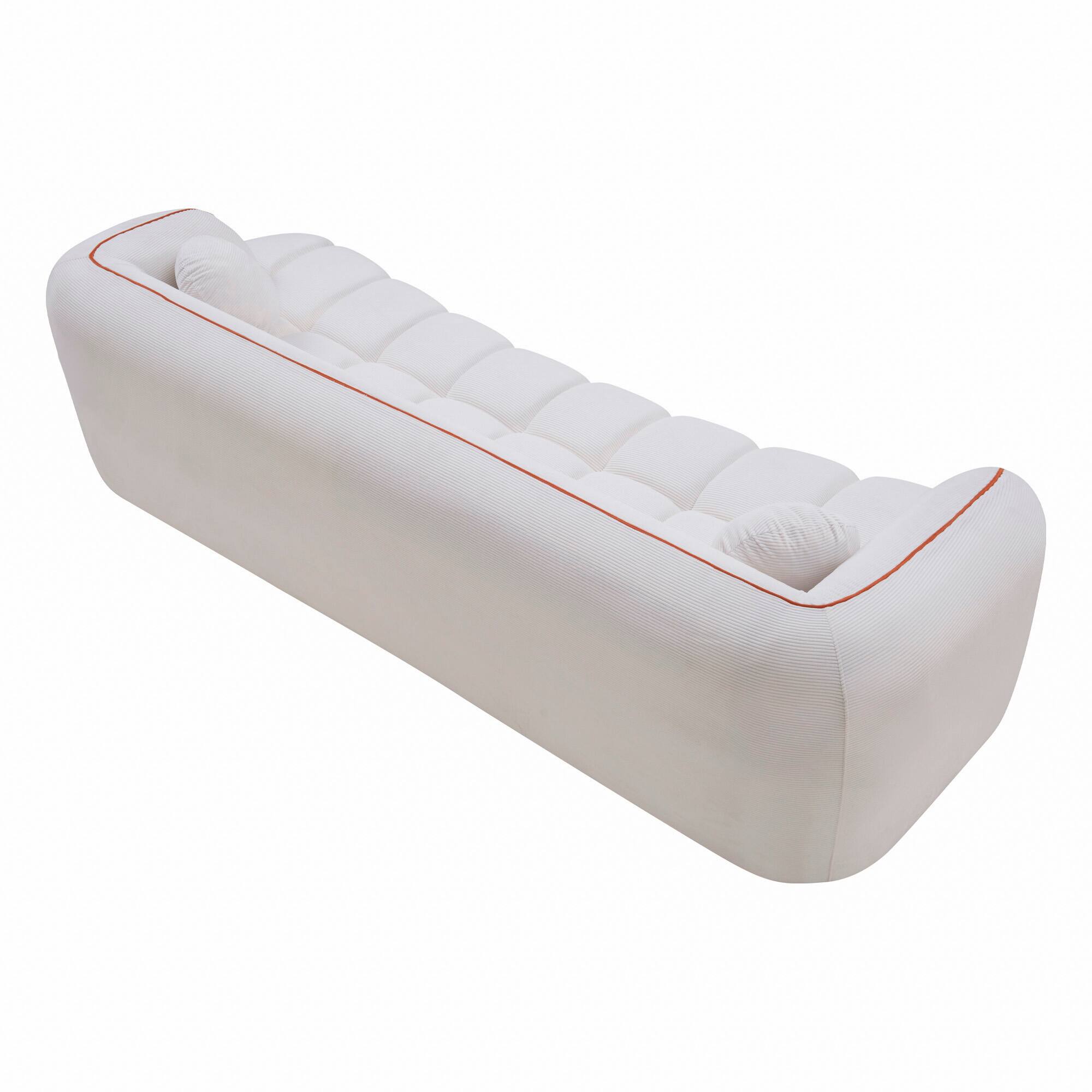 Alt View 3. Boyel Living - 98.4-Inch Corduroy 3-Seat Cloud Sofa - White.