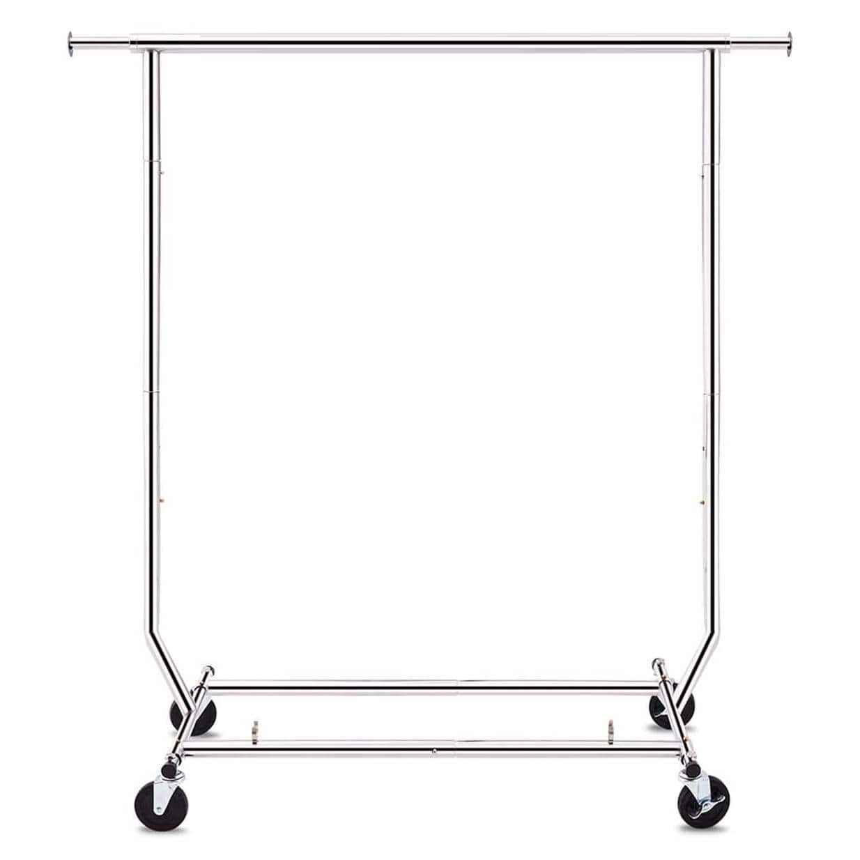 Hivvago - Heavy Duty Metal Clothing Garment Rack with Lockable Wheels - 250 lbs. Capacity - Silver
