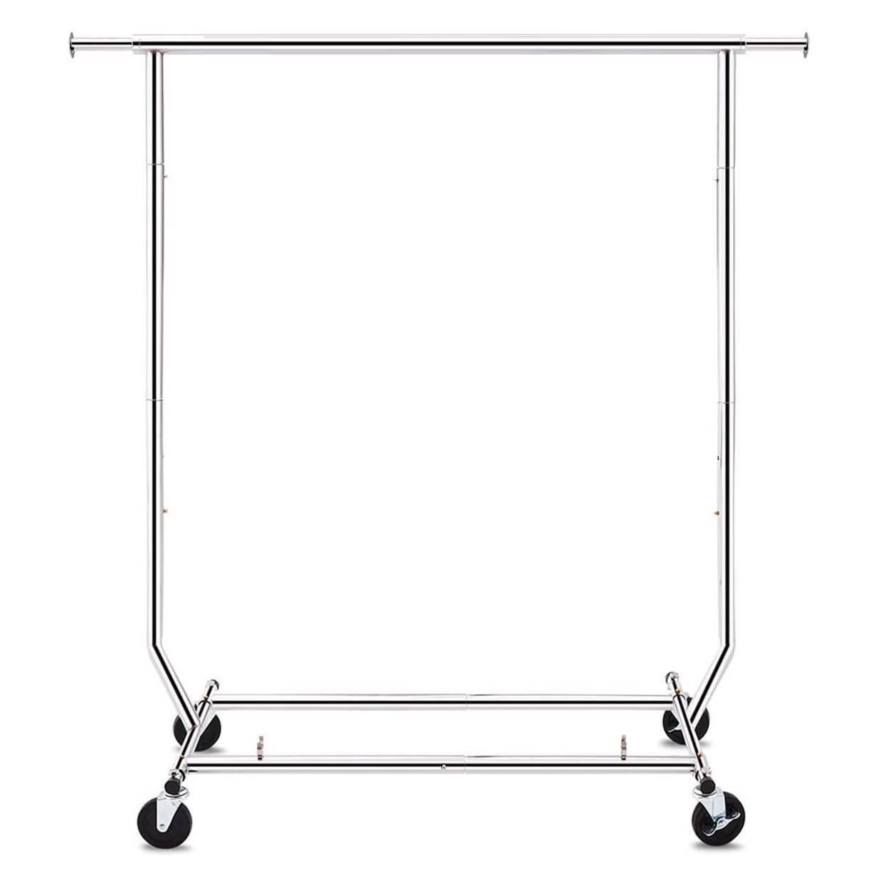 Front. Hivvago - Heavy Duty Metal Clothing Garment Rack with Lockable Wheels - 250 lbs. Capacity - Silver.