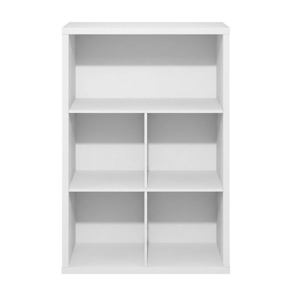 Back. FurniFact - Wooden bookcase with modern design and sturdy construction - White.