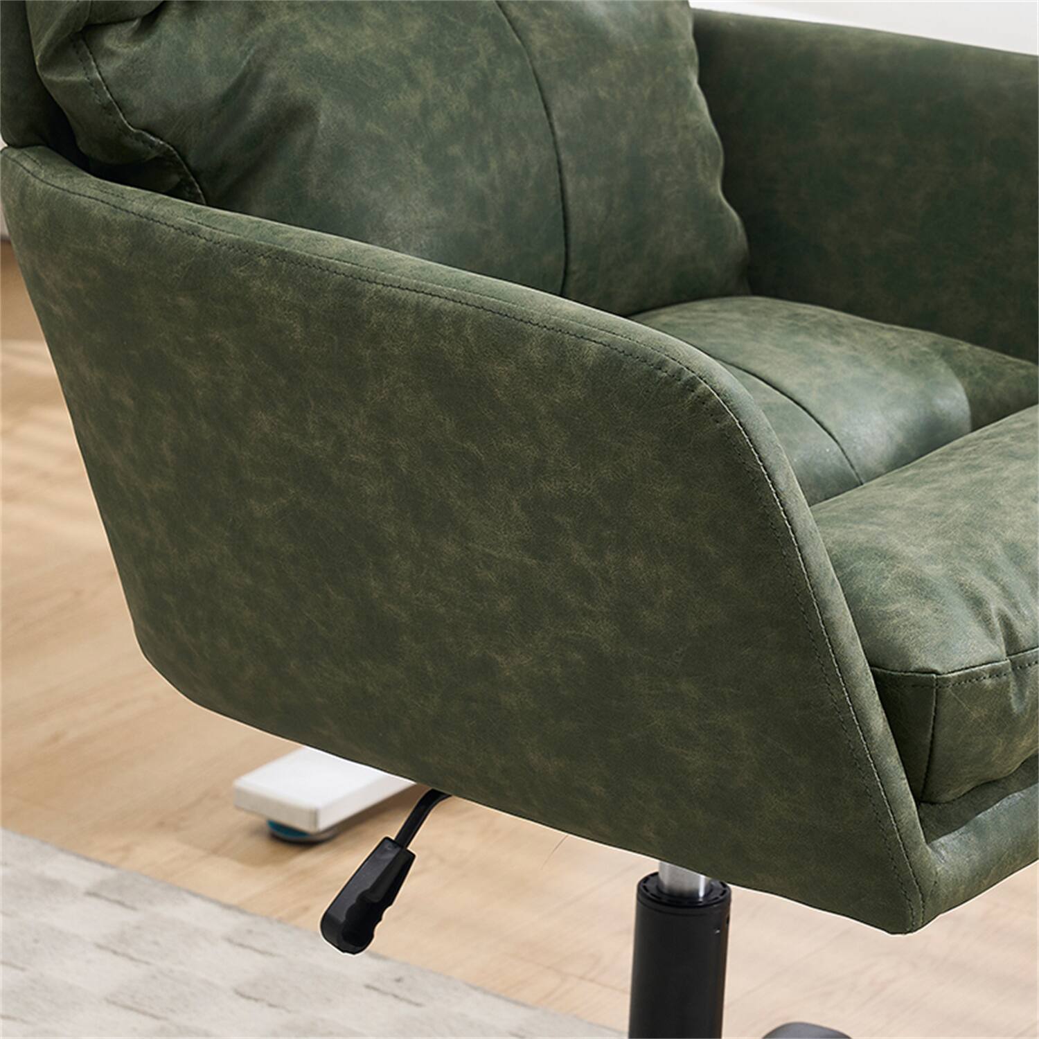 Alt View 7. Forest'nSky - Green Artificial Leather Office Chair, Height-Adjustable with Black Base for Home & Office - Green.