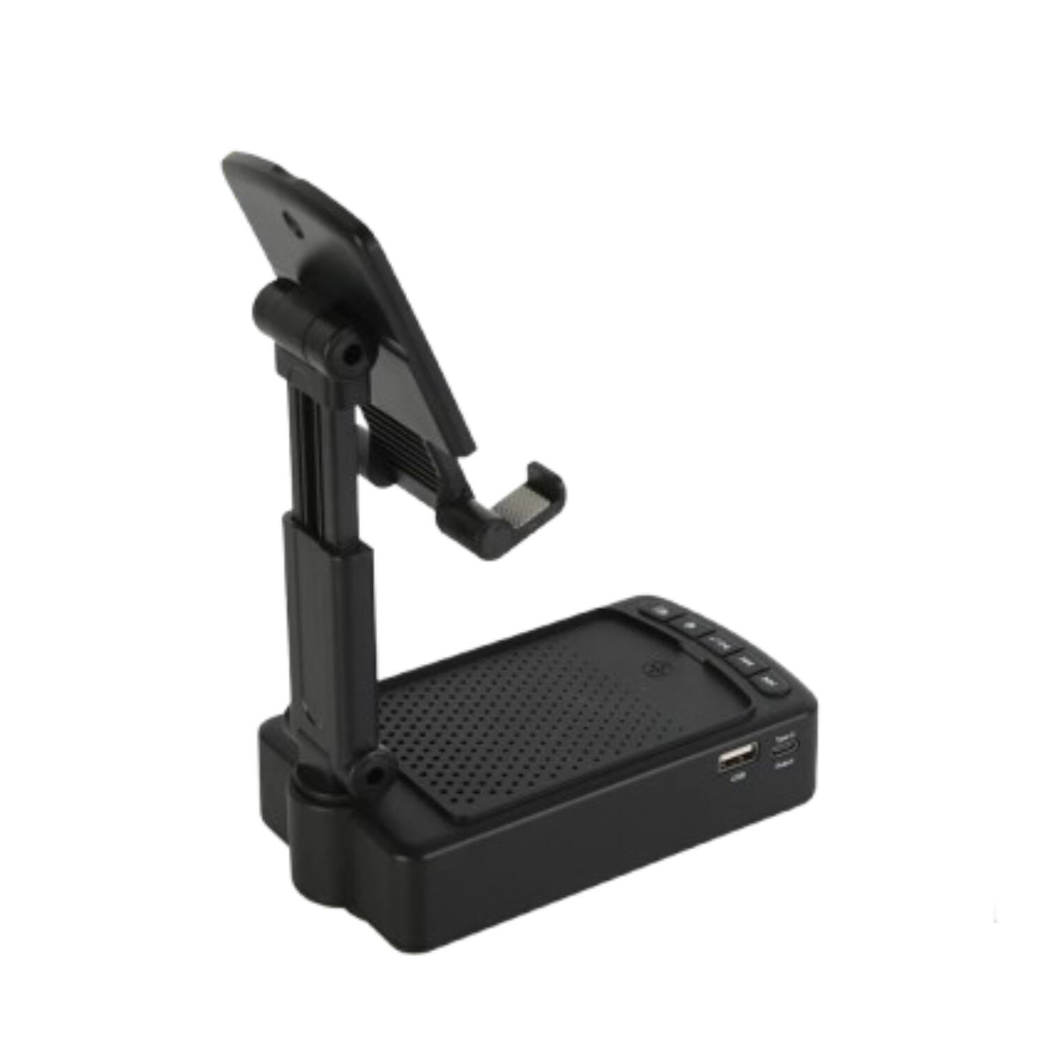 Front. Home Collection - 3-in-1 Phone Stand with Wireless Speaker & 8000mAh Power Bank - Black.