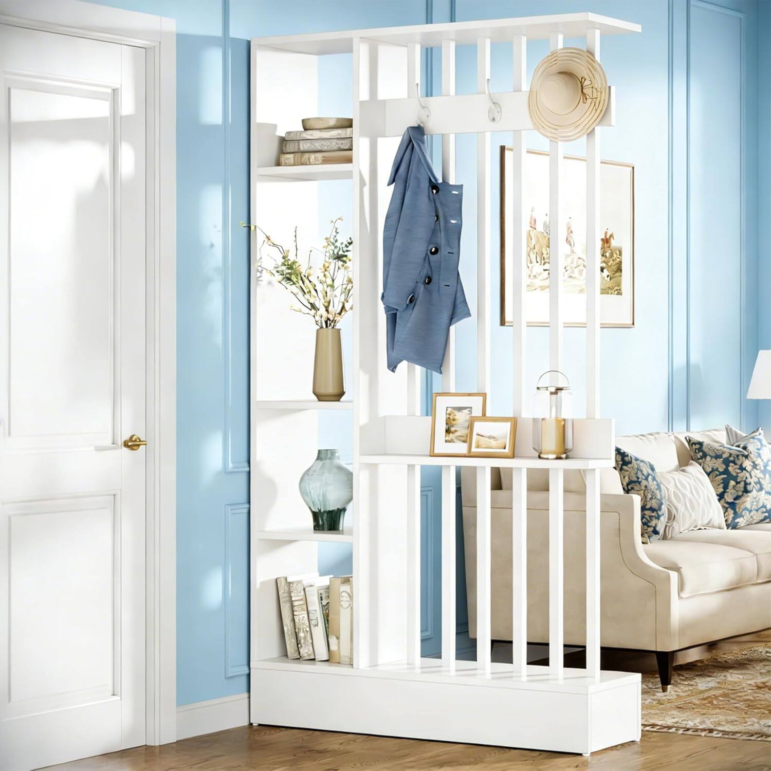 Front. Tribesigns - Office Room Divider, For Space Separation in Workspaces, Reception Areas and Home Offices - White.