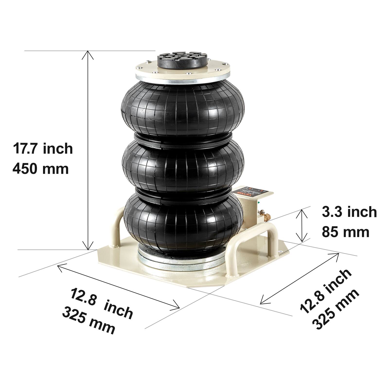 17.7 inch 450 mm  
3.3 inch 85 mm  
12.8 inch 325 mm