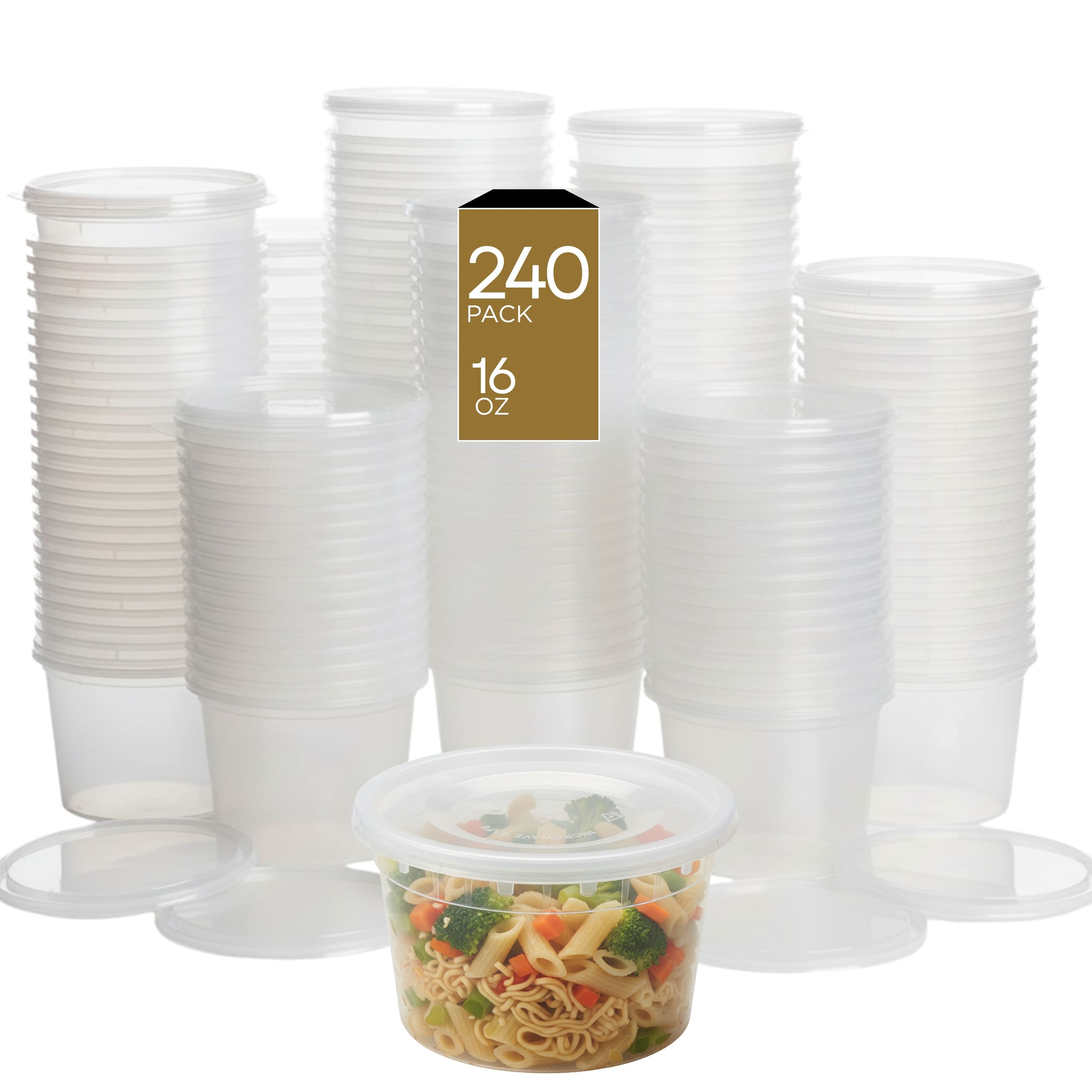 Eco Harmony Products - Heavy Duty Deli Container, Regular (PP), 16oz, 240-Pack - Clear