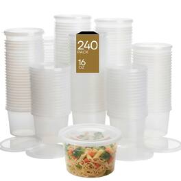 Eco Harmony Products - Heavy Duty Deli Container, Regular (PP), 16oz, 240-Pack - Clear
