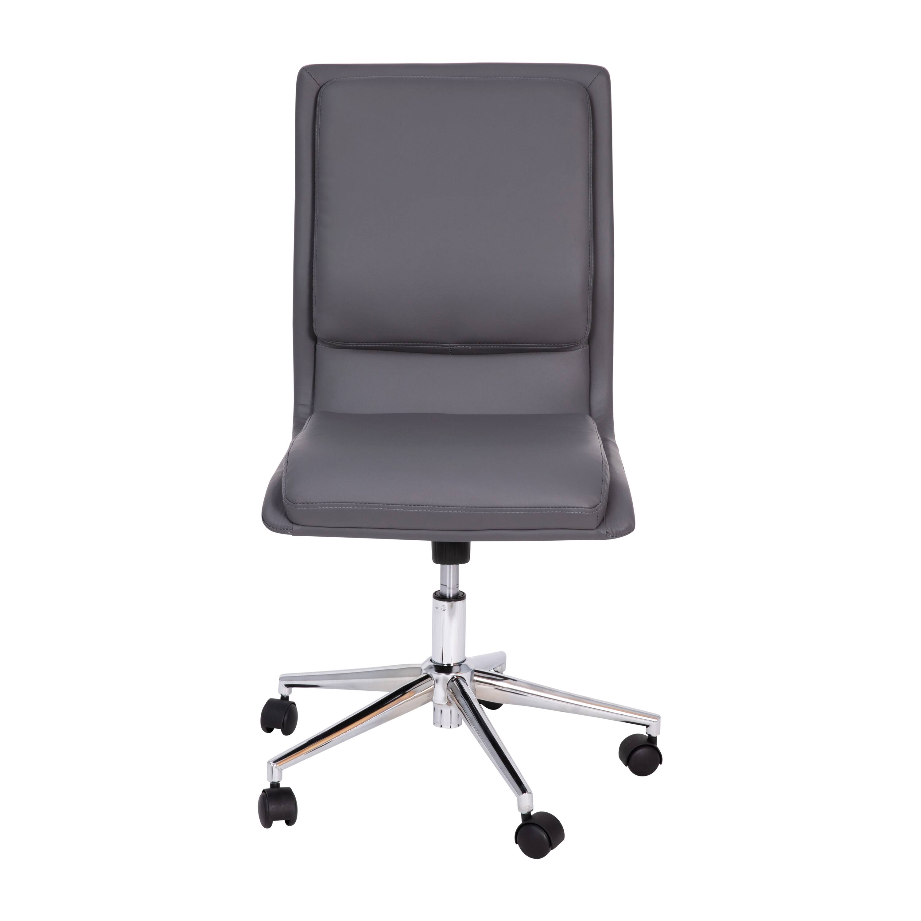 Alt View 9. Emma + Oliver - Ziva Modern Faux Leather Upholstered Mid-Back Home Office Chair with 5 Star Base and Pneumatic Seat Height Adjustment - Gray.