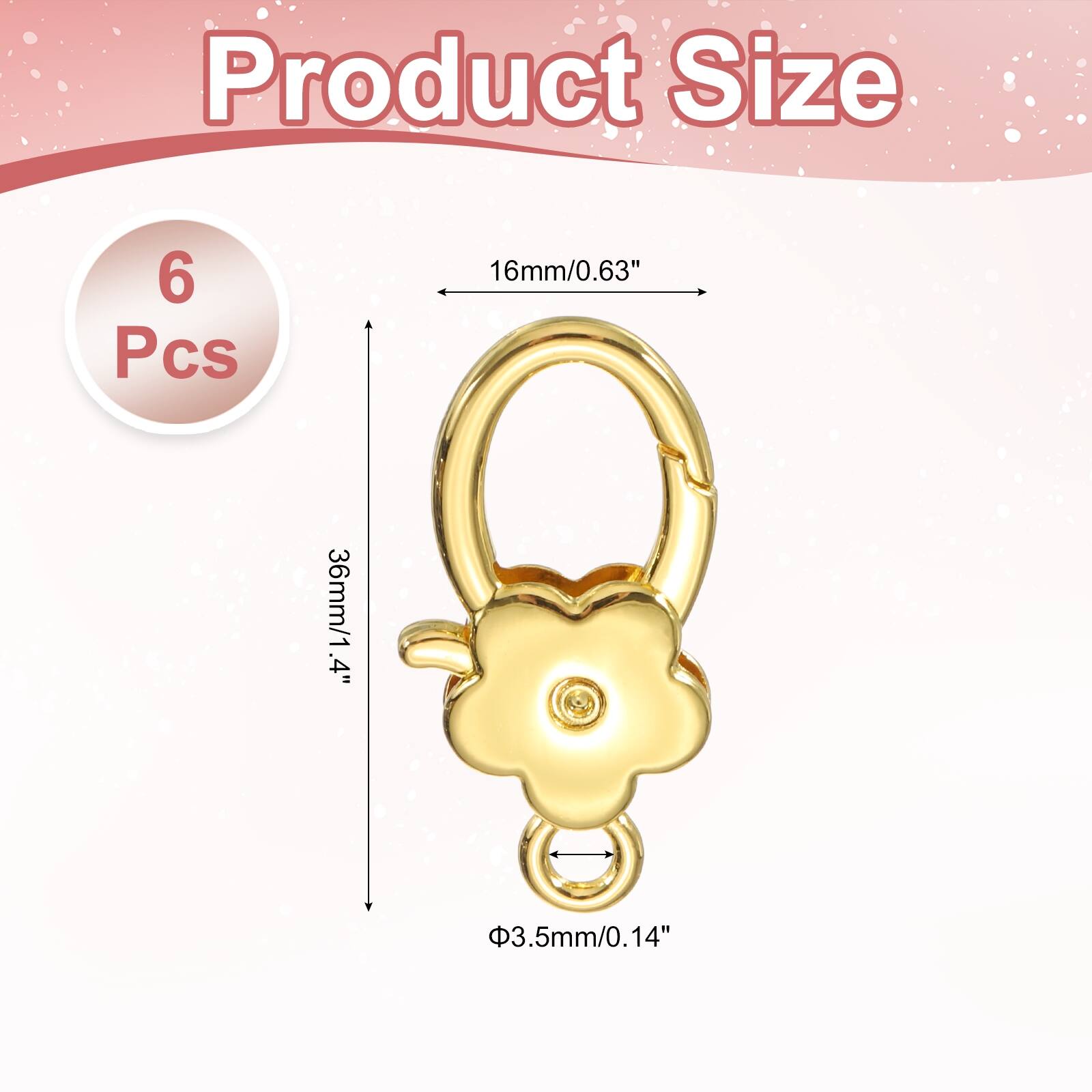Product Size: 6 Pcs  
16mm/0.63"  
36mm/1.4"  
3.5mm/0.14"