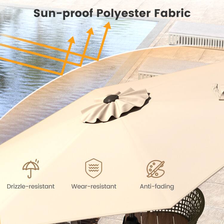 Sun-proof Polyester Fabric  
Drizzle-resistant  
Wear-resistant  
Anti-fading