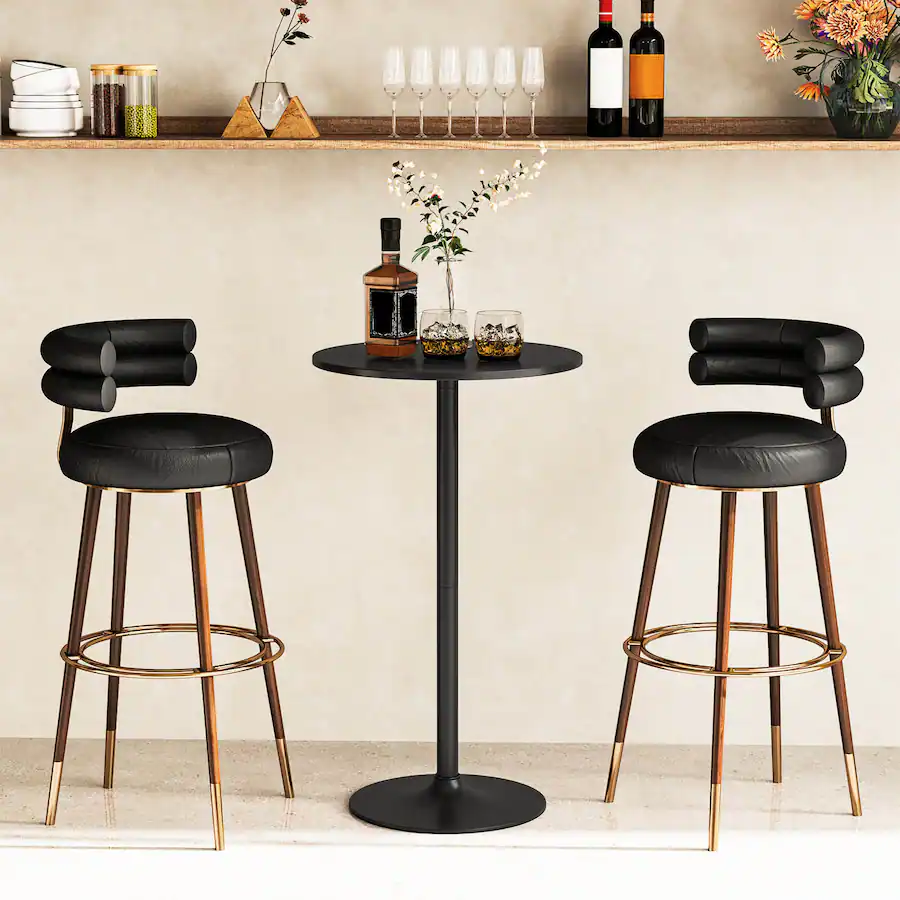 Costway Set of 2 Round Pub Table 24" Bistro Bar Height Cocktail Table w ...