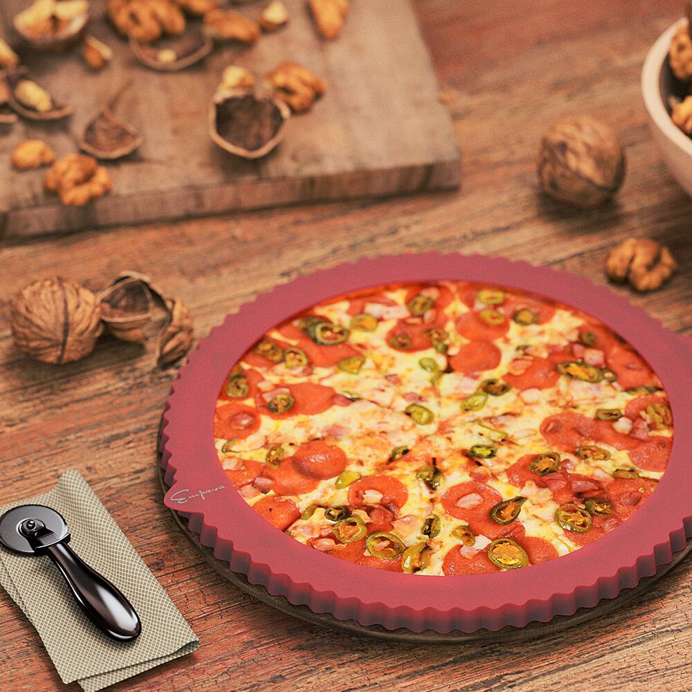 Alt View 2. Empava - 10-in Silicone Pizza Tools Pie Crust Shields Pie Protector - Red.