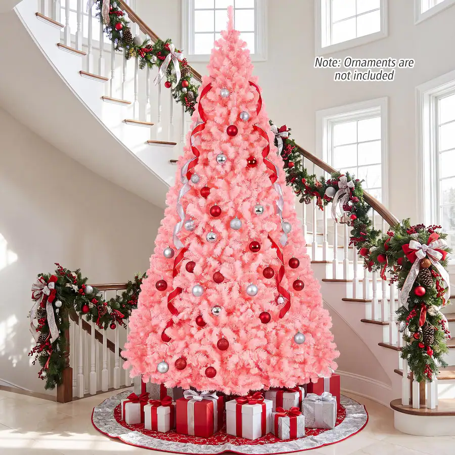 Tree Vs Tree Comp Costway 9 ft Pre Lit Fir Christmas Tree with 1966 Full Branch Tips, 750 ...