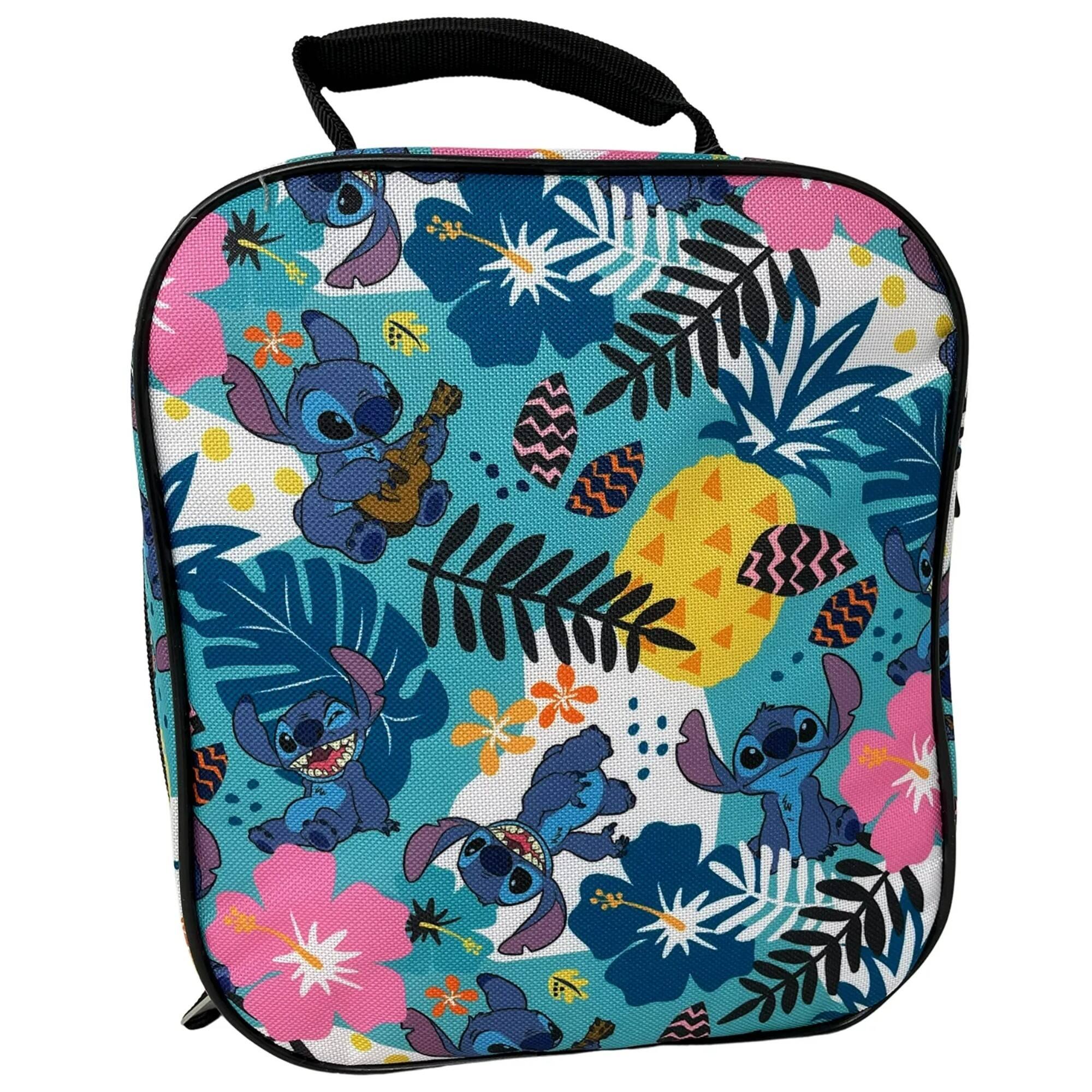 Front. Disney - Disney Stitch all over print, bottom drop Lunch Bag for Kids age 3+, Unisex - Assorted Pre-Pack.