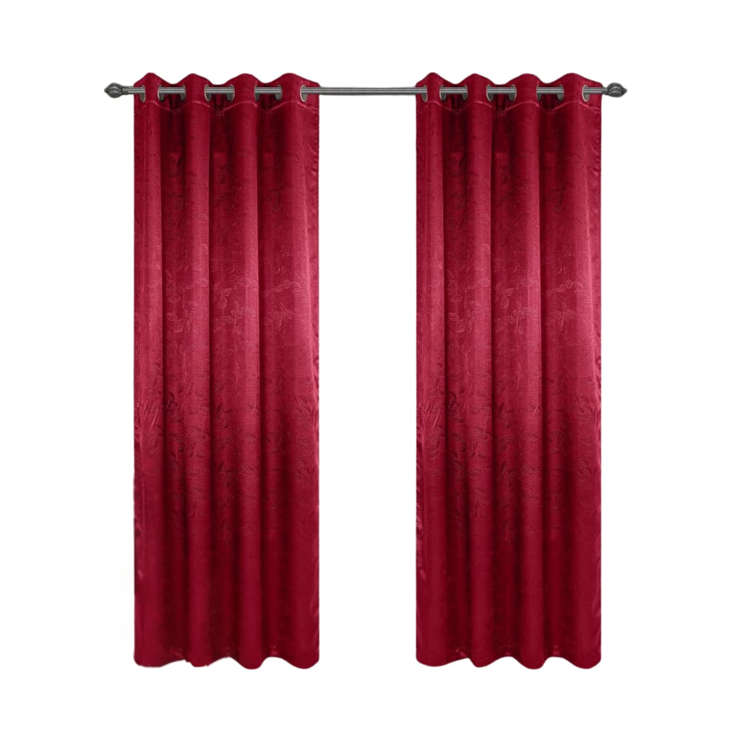 Olivia Gray - 100% Polyester 200 GSM Arlo Embossed Blackout Grommet Curtain Panel 54" x 84" Burgendy - Burgundy
