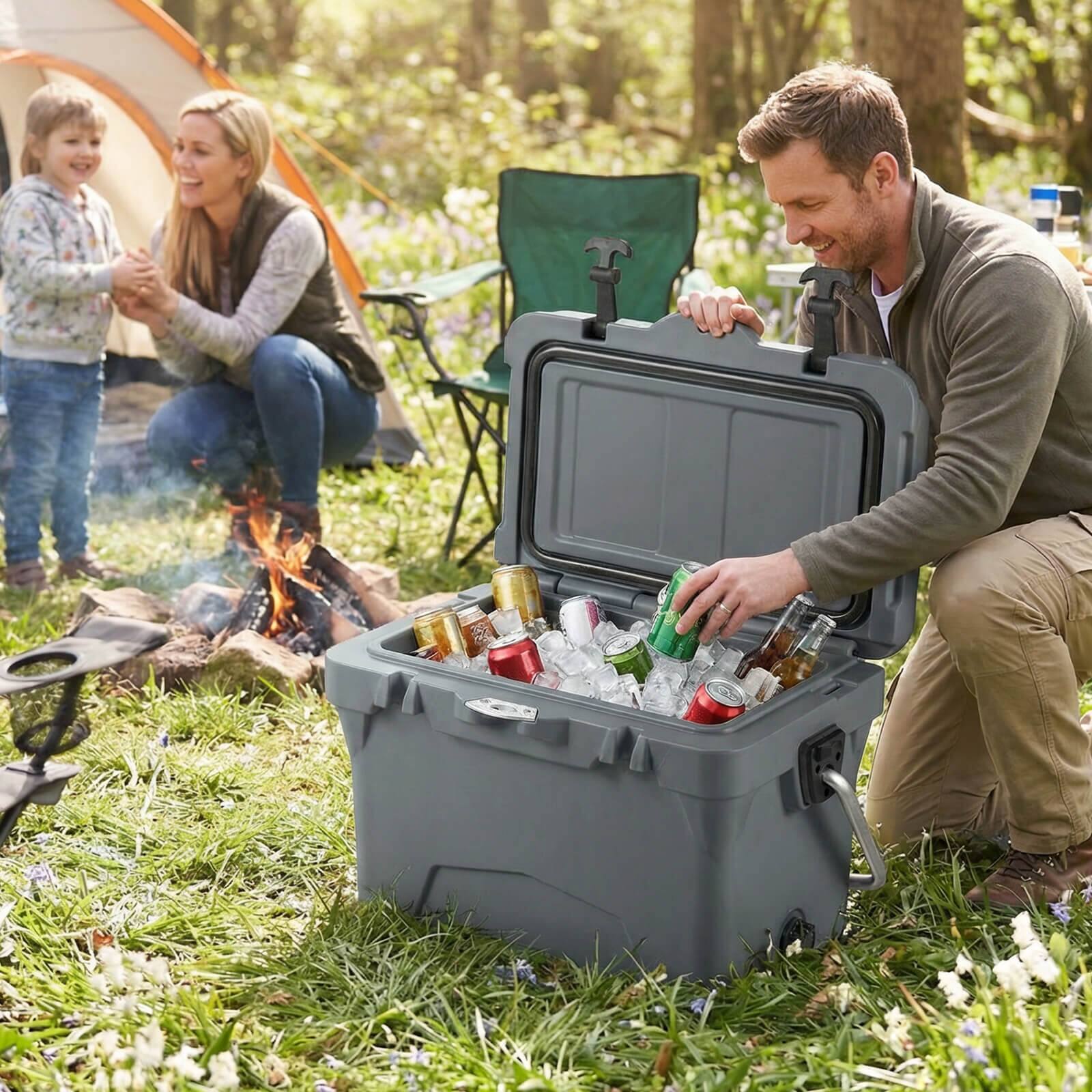 Alt View 1. Costway - Costway 20 Quart Portable Hard Cooler Insulated Ice Chest Keeps Cool for up to 6 Days - Gray.