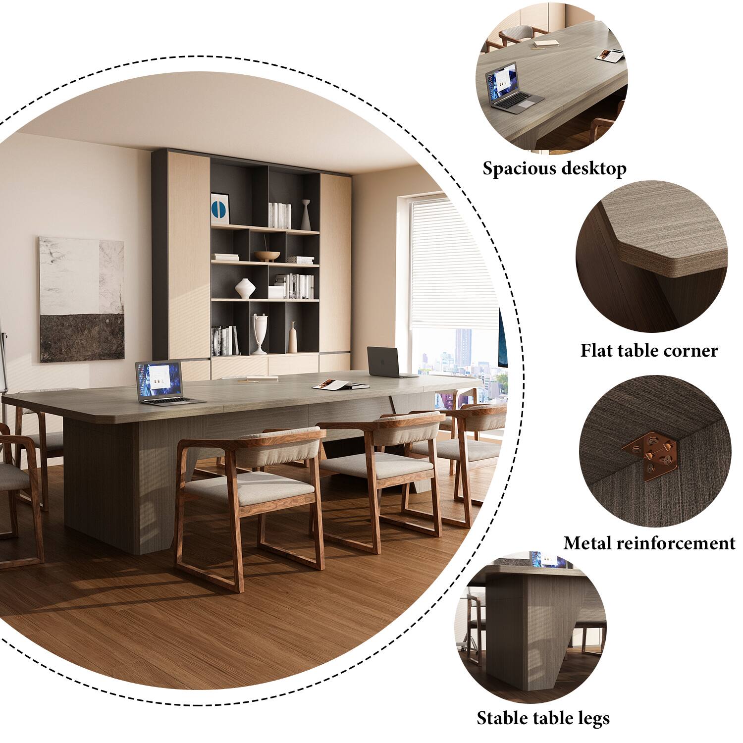 Spacious desktop, Flat table corner, Metal reinforcement, Stable table legs