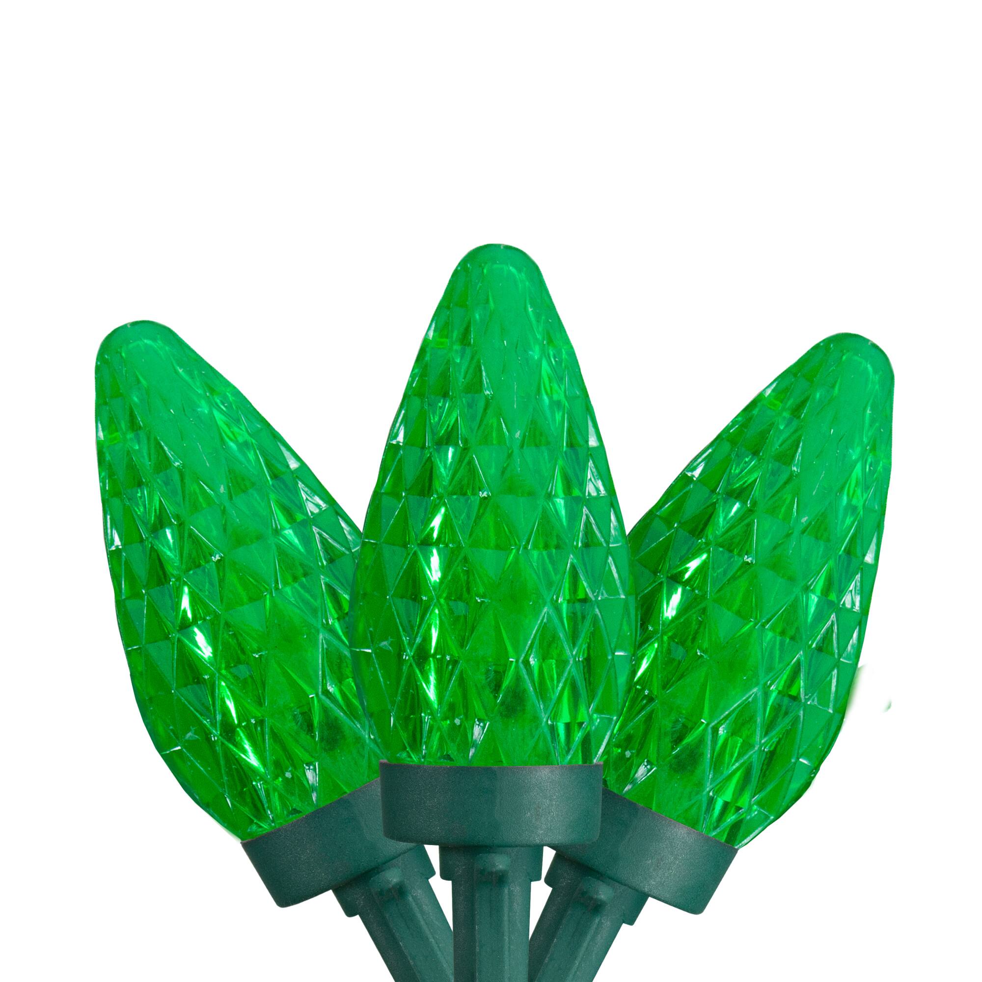 Front. Northlight - LED Faceted C9 Christmas Lights - Green - 20.25' Green Wire - 50ct - Green.