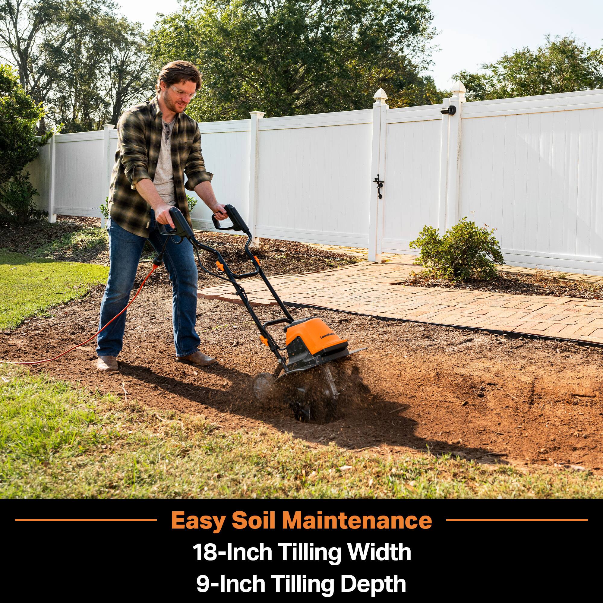 Easy Soil Maintenance  
18-Inch Tilling Width  
9-Inch Tilling Depth