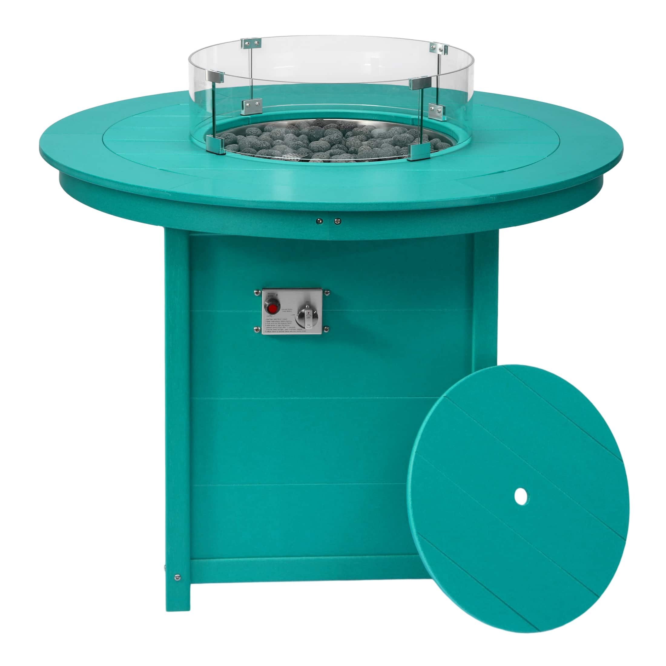 "WestinTrends - Helios 47"" Modern Outdoor Patio Propane Round Counter Height Fire Pit Table - Turquoise" price history on PriceWatchPro