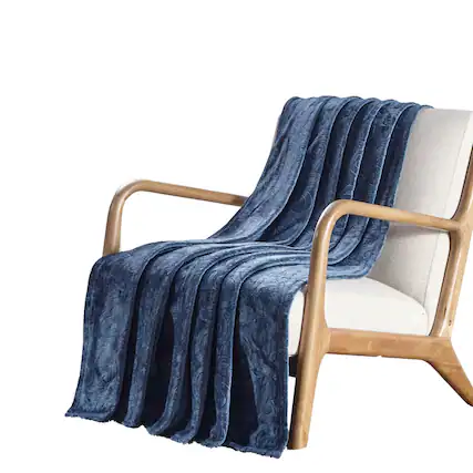 Front. Noble House - Plazatex Dama Embossed Decorative Super Soft Throw Blanket for Sleep/Decor 2 Pack 50" x 60" Oxford Blue - Oxford Blue.