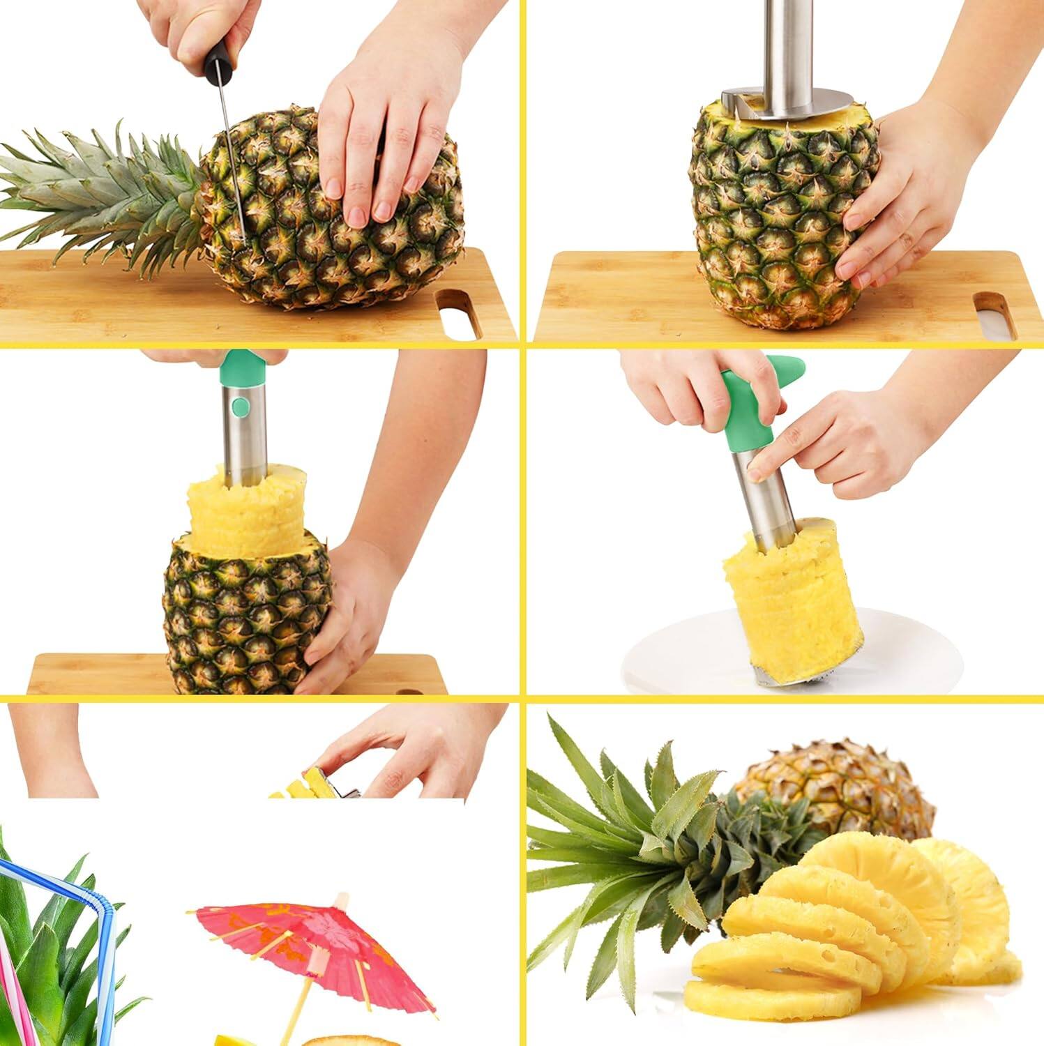 Alt View 4. Zulay Kitchen - Zulay Kitchen Stainless Steel Pineapple Corer & Slicer with Eye Removal Tool - Mint.