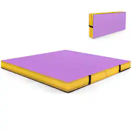Gymax - 4'x4'x4'' Bi-Folding Gymnastic Tumbling Mat W/Handles Home Gym Yoga MMA - Purple