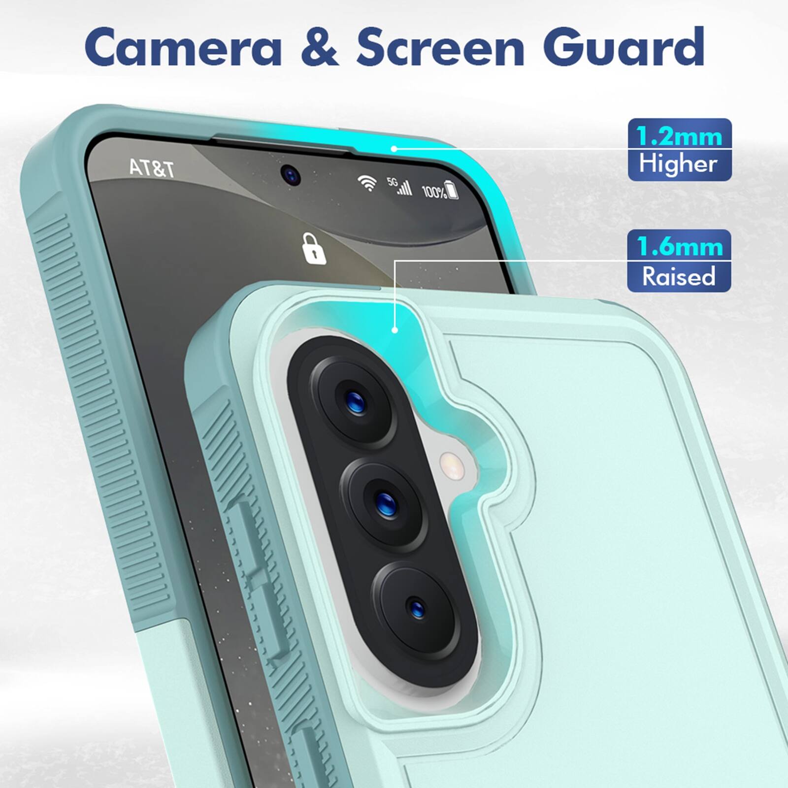 Camera & Screen Guard

AT&T

5G 55ml 100%

1.2mm Higher

1.6mm Raised