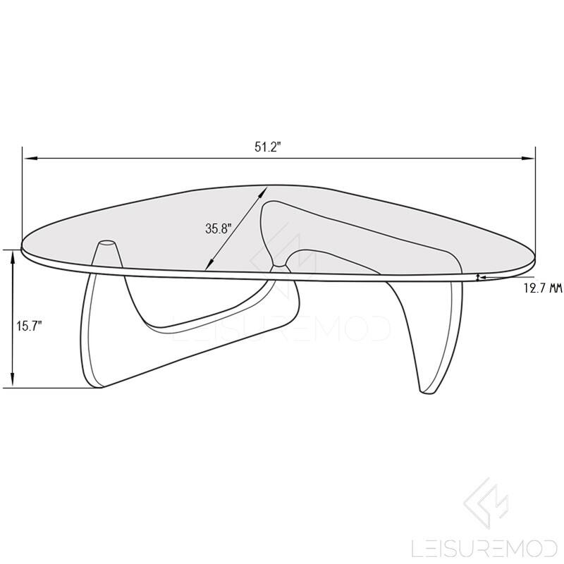 Table Base Pads LeisureMod Imperial Modern Triangular Tempered Glass Coffee Table with ...