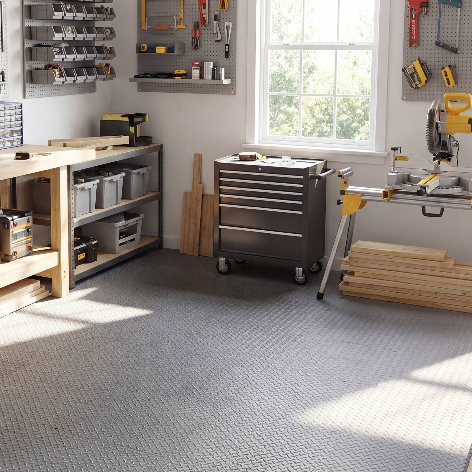 Alt View 3. Costway - Costway 12 Tiles 25" x 25" Puzzle Exercise Mat with Borders for Home Gym Playroom 51.5 sq.ft - Gray.