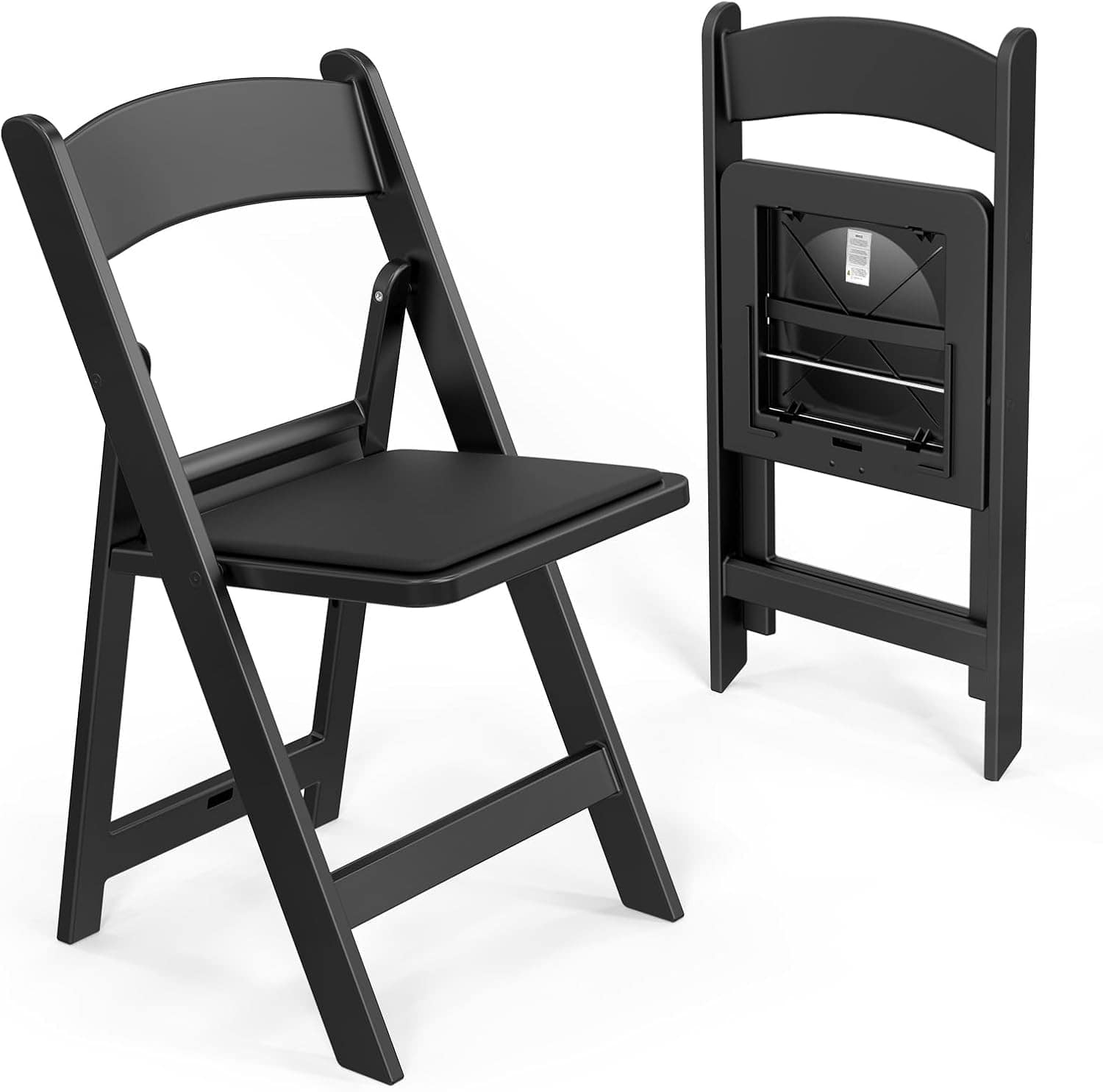 Winado - 2PCS Plastic Foldable Resin Chair Portable with Cushion Padded Seats for Indoor Outdoor Event Commercial Party Wedding - Black