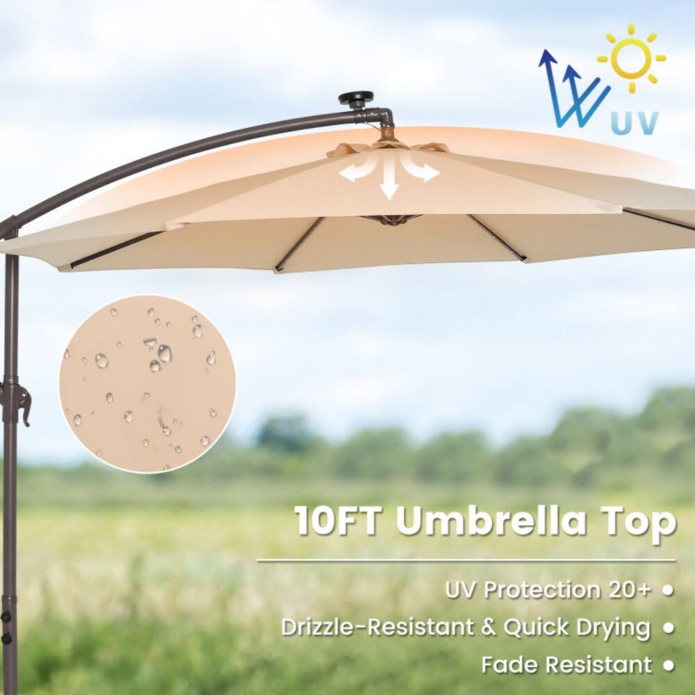 10FT Umbrella Top  
UV Protection 20+  
Drizzle-Resistant & Quick Drying  
Fade Resistant