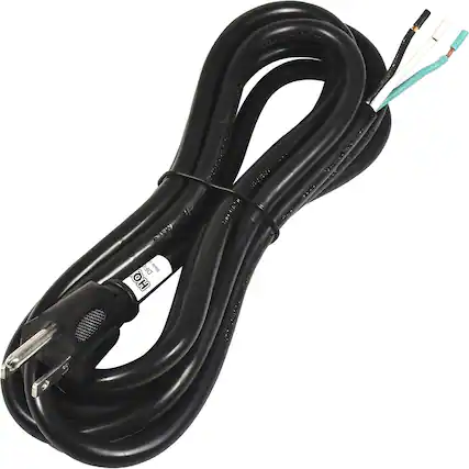 Front. HQRP - HQRP 10ft 14-Gauge 3-Prong 14/3C Heavy Duty Power Supply Cord Cable 110V 115V 120V Pigtail for Universal AC Appliance - black.