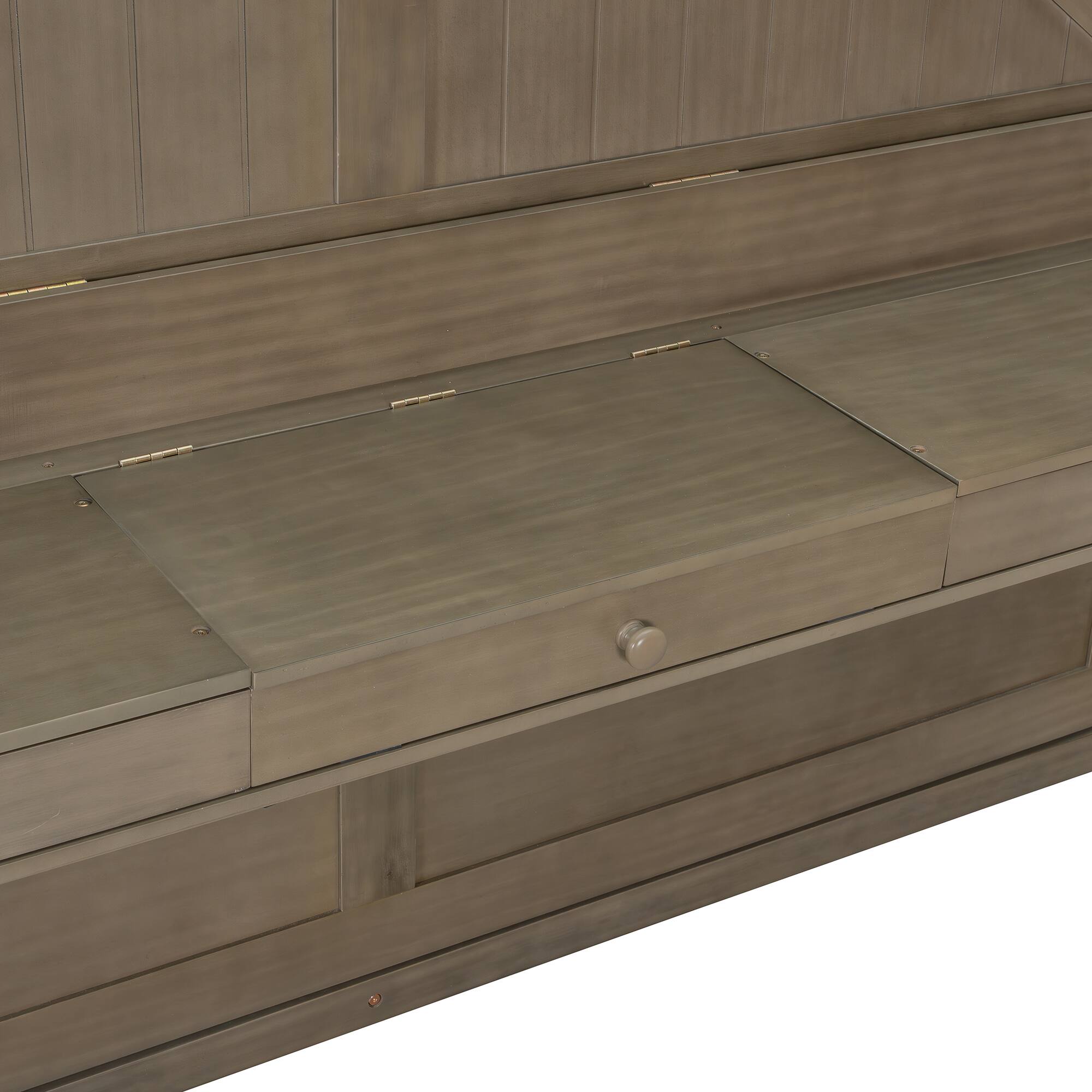 Alt View 6. Anysun - Queen Size Wall Murphy Bed with Storage, Foldable Cabinet Bed with Vanity Desk, Center Mirror & 2 Side Drawers - Gray.