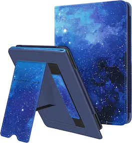 Fintie - Stand Case for 6" Kindle (11th Generation, 2024/2022) Foldable Kickstand PU Leather Cover with Card Slot & Hand Strap - Starry Sky