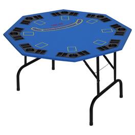 Soozier - Poker Table Foldable, 47" Octagon Blackjack Poker Game Table for 8 Players with Cup Holders
