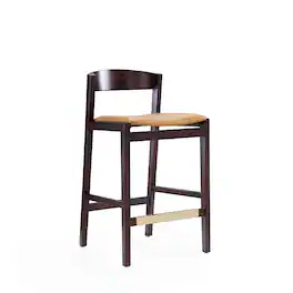 Manhattan Comfort - Klismos Mid-Century Modern Wood Upholstered Counter Stool - Camel