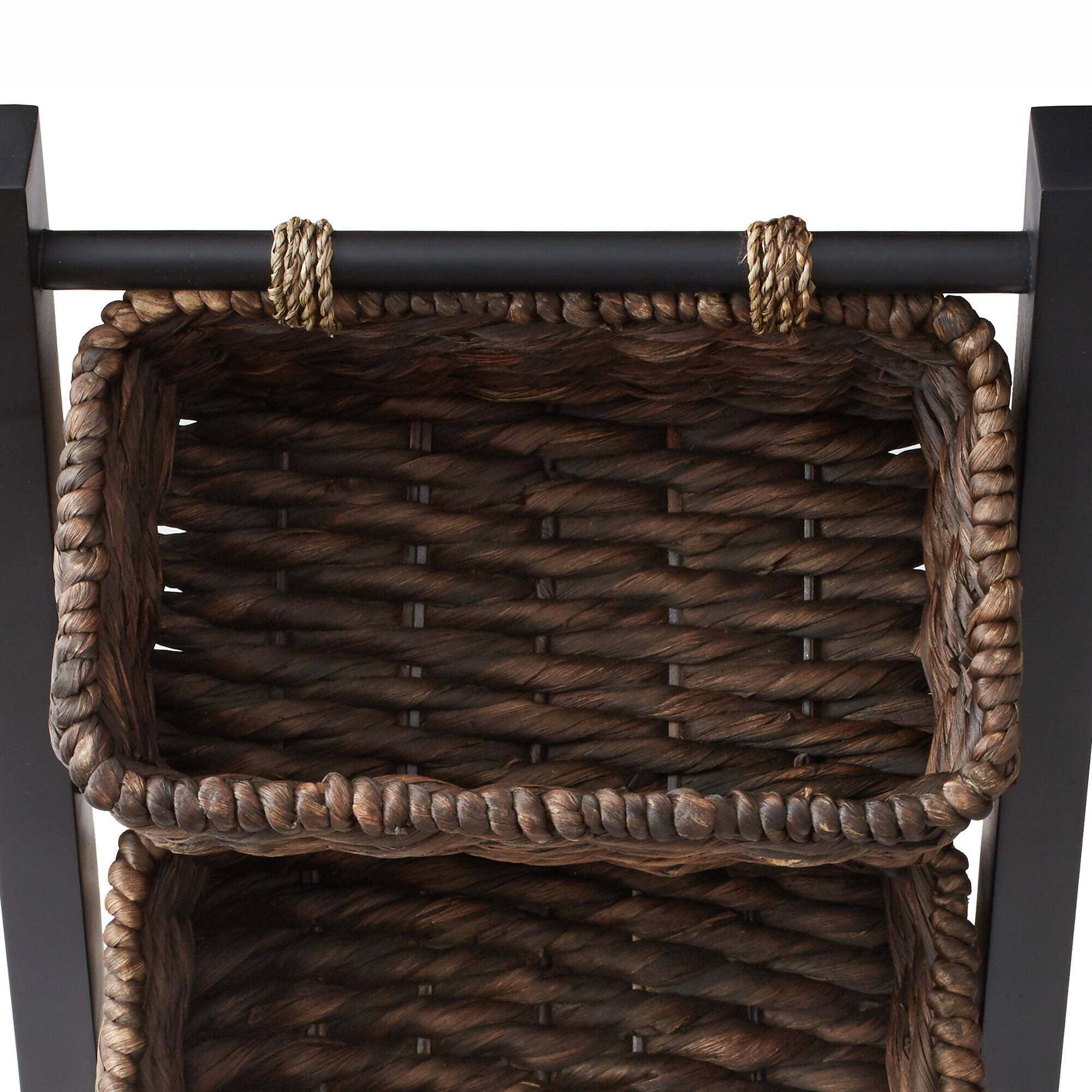 Alt View 5. Casafield - 3-Tier Floor Stand with Hyacinth Storage Basket Bins - Black, Espresso.