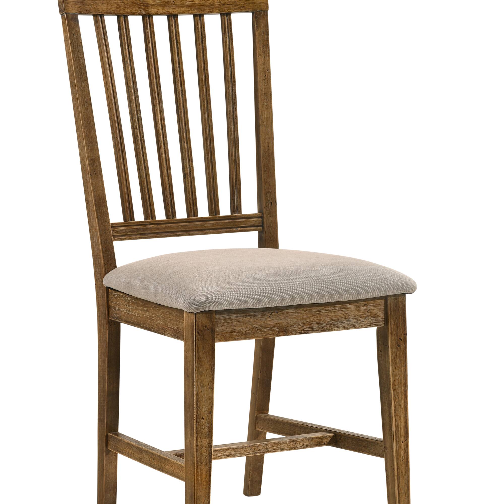 Front. GOODSILO - Elegant High Back Dining Chair with Tan Linen Upholstery and Weathered Oak Finish, Set of 2 - Oak+Tan.